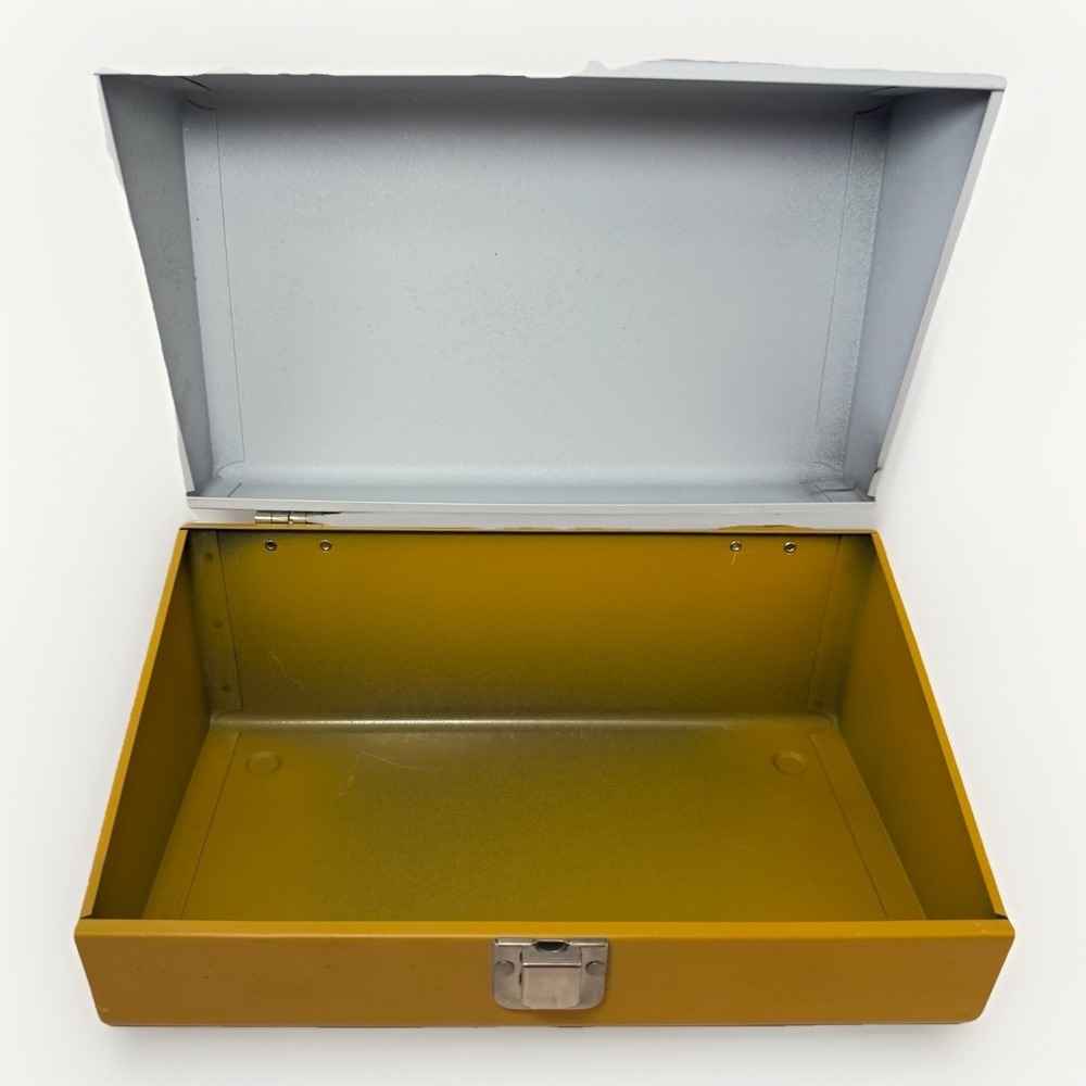 Vintage Mid-Century Glenwood Metal Document Box White/Mustard - Picture 7 of 10